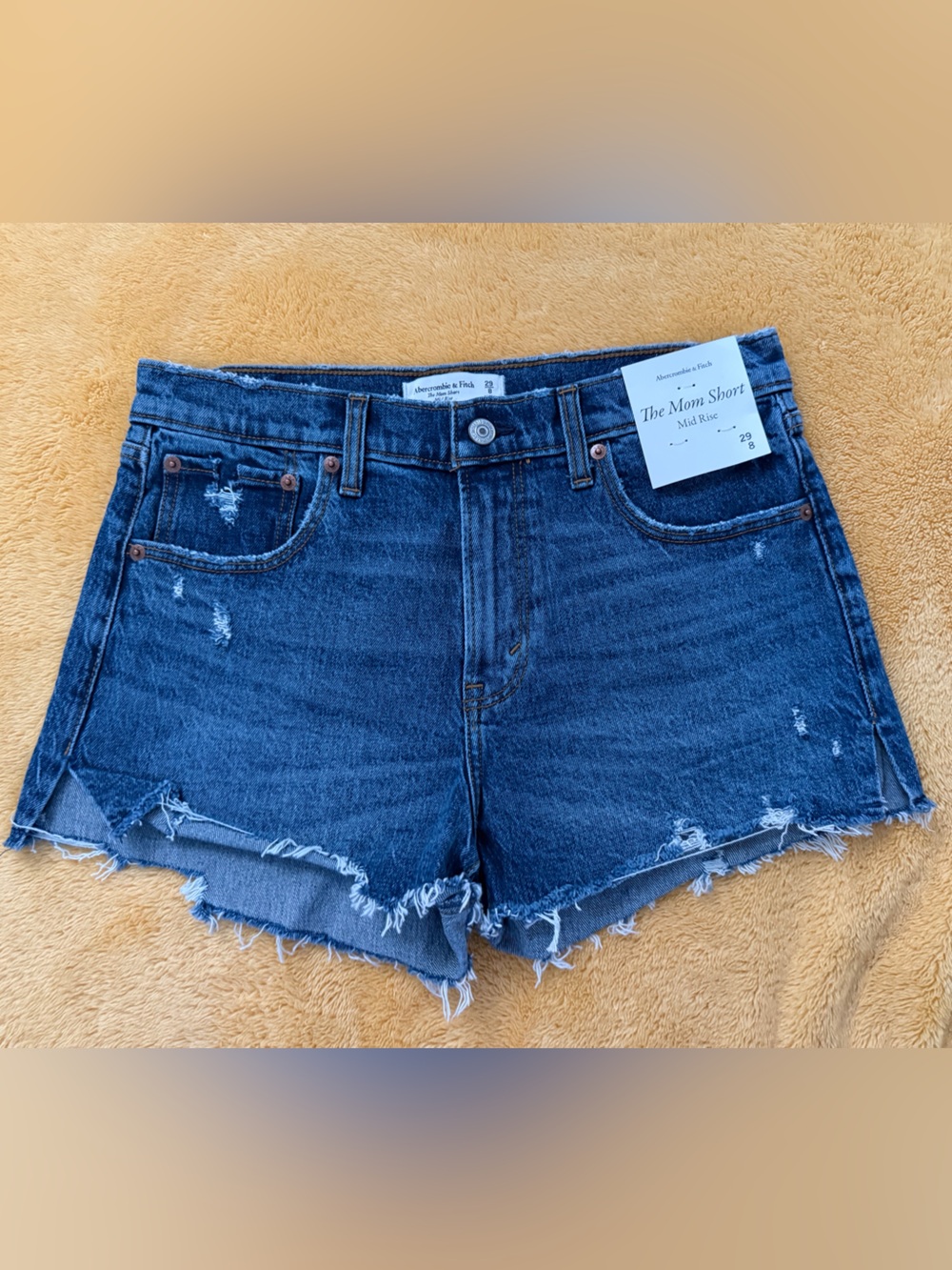 Abercrombie & Fitch Distressed Dark Blue Denim Shorts